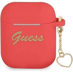 Guess Калъф Guess GUA2LSCHSR за AirPods 1/2, червен, Silicone Charm Heart Co (GUE002011-0)