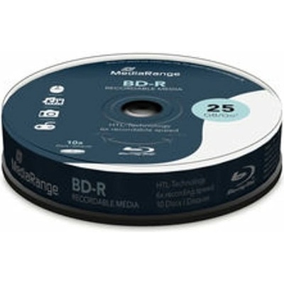 Оптичен носител BD-R, 25GB, MediaRange MR499, 6x, 10бр (MR499)