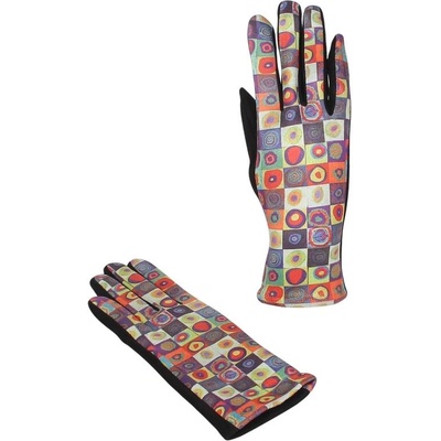 Дамски цветни ръкавици на квадрати и кръгове