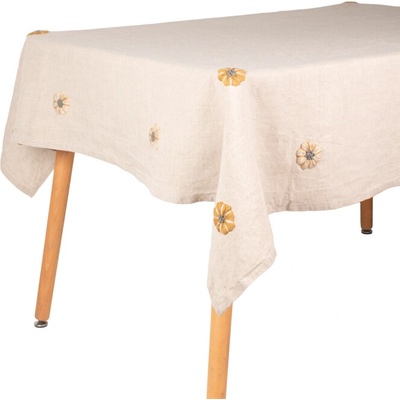 Takoy Lněný ubrus 140x165 s výšivkou jemné kvítky BOHO COLLECTION-HT-01075 | 140 x 165 cm