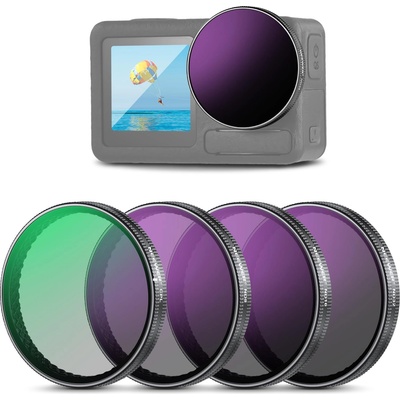 NEEWER Snap On ND Filter Set compatible with DJI Osmo Action 5 Pro/4/3, pack of 4 ND8+ND16+ND32+CPL action camera accessories, can be mounted on original glass lens cover, not for Osmo Nano, FL-A76