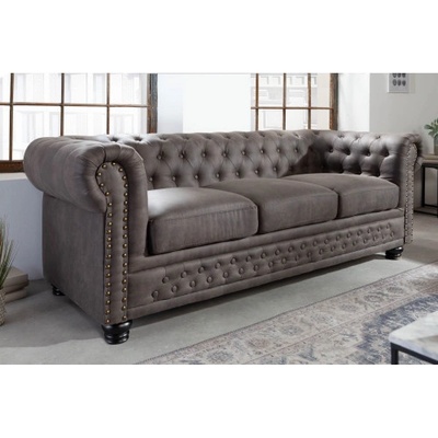 Komfort-nábytok 40517 Chesterfield 3 sedenie Vintage Šedá Taupe