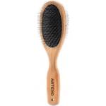 ARTERO nature double slicker brush - ДВОЙНА ЧЕТКА С МЕТАЛНИ ИГЛИЧКИ, бамбукова дръжка, Испания - p957