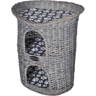 Shumee Kočičí Škrabadlo z vrbového proutí dvoupatrové s matrací 58 × 62 × 42 cm