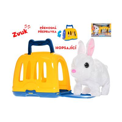 Mikro trading Králíček plyšový se zvukem skákající s přepravkou 17 cm