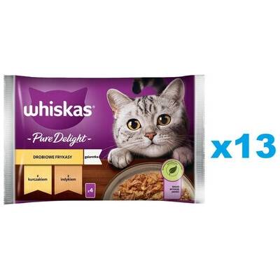 WHISKAS Adult Hydina pochúťky krmivo pre dospelé mačky v želé s kuracím morčacím 52 x 85 g