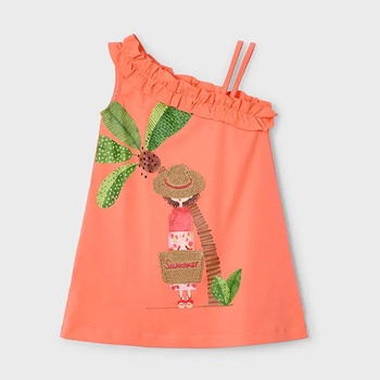 Mayoral Асиметрична рокля в цвят мандарина за мини момиче Майорал