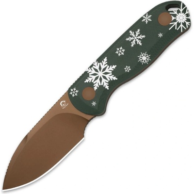 Kizer Drop Bear D2 Metal PVD, Green G10 Christmas knife 1094MC1