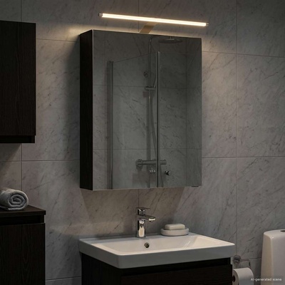 vidaXL Шкаф с огледало за баня с рафт Черния дъб 50 x 14, 5 x 70 см (889048)