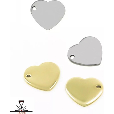 Nerezové závěsné přívěsky Srdce 11x10x1mm 1Ks+B - Nerez SL / 100Ks