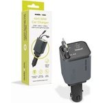 Mobile Origin Зарядно за кола с вграден Lightning и USB-C кабели и USB-A и USB-C изходи - Mobile Origin CA28 4 in 1 Car Charger With Lightning And USB-C Cable 50W (тъмносив) (MO-CCH-CA28)