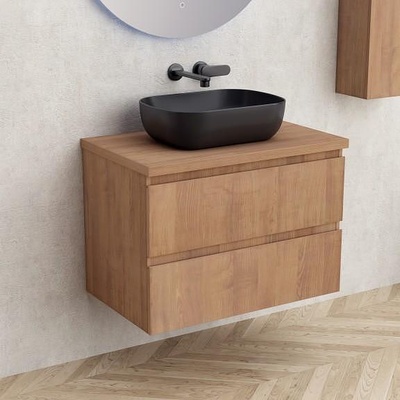 Inter Ceramic Конзолен PVC шкаф за баня BG 6039-75 + 7546-31, с дървесен плот, Inter Ceramic, 45х50х73.5см (BG 6039-75 + 7546-31)