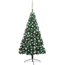 zahrada-XL Umělý vánoční půl stromek s LED a sadou koulí zelený 150 cm