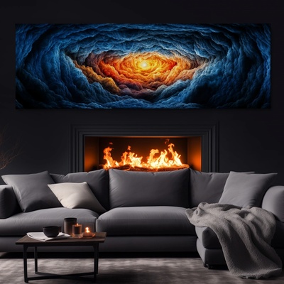 Obraz na plátně - Za světlem skrz jeskyni FeelHappy.cz Velikost obrazu (šířka x výška): 90 x 30 cm