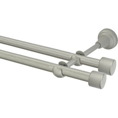 OK-GarnýžeCZ Garnýž kovová dvouřadá 16mm Pullo double stříbrná mat 390 cm do stěny / na tunýlek - bez kroužků