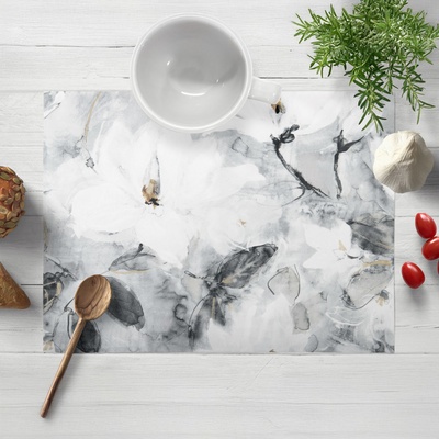 Biante Sametové prostírání Tamara TMR-006 Designové květiny na šedém 30x40cm
