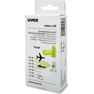 Uvex 2112133 x-fit, limetkové 15 párů SNR 37 dB(A)
