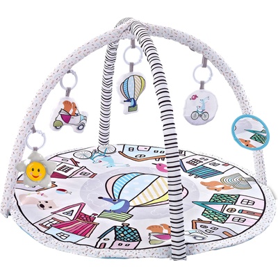 Pepita Кръгла музикална постелка за игра с мост за игра Pepita - City - черно и бяло (8755)