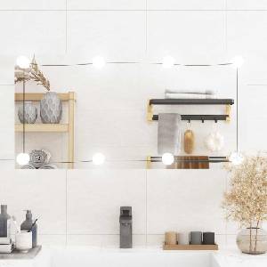 vidaXL Стенно огледало с LED лампи 40x80 см стъкло правоъгълно (3189153)