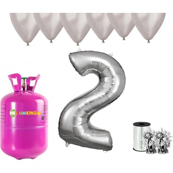 HeliumKing Hélium párty set na 2. narodeniny so striebornými balónmi