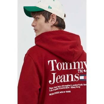 Tommy Hilfiger Суичър Tommy Jeans в бордо с качулка принт DM0DM18860 (DM0DM18860)