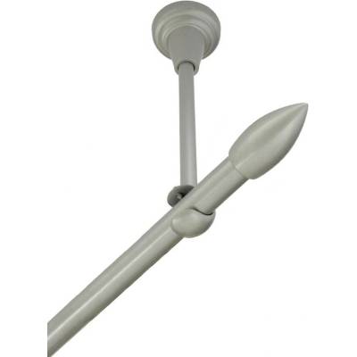 OK-GarnýžeCZ Garnýž kovová jednořadá 16mm Špice stříbrná mat 230 cm do stropu / na tunýlek - bez kroužků