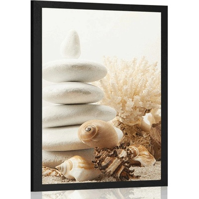 Plakát Zen kameny s mušlemi - 20x30 black