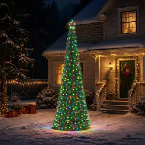 vidaXL LED коледна елха с гирлянди и шиш EKENAS 250 см (42056552)
