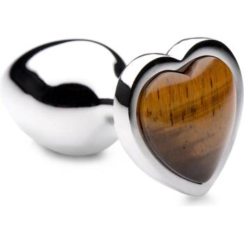 Image 1 of Booty Sparks Gemstones Tiger Eye Heart Anal Plug Small