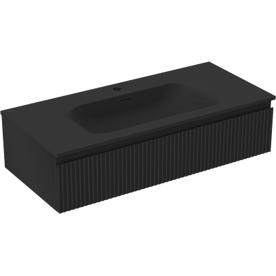 Rivel баня шкаф 100 см с мивка Vela, 1 чекмедже, рифланд, черна мат (91A20-10023-1-BF71-W23M71)