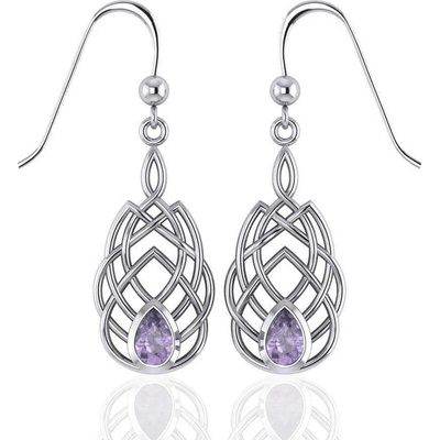Fantasy Šperky Věčný uzel stříbrné náušnice s ametystem P3527