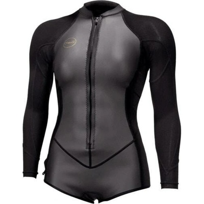 O'Neill Wms Bahia 2/1 Front Zip L/S Short Spring glide black/black
