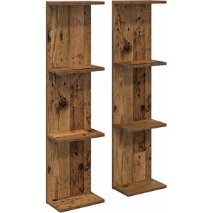 vidaXL Стенен рафт 2 бр. Старо дърво 25 x 15 x 100 см (8012393)