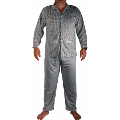 Zdislav pánské pyžamo dlouhé propínací šedé