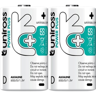 Uniross Батерии алкални Uniross D Power Plus 8285, LR20, 1.5V, 2бр (8285)