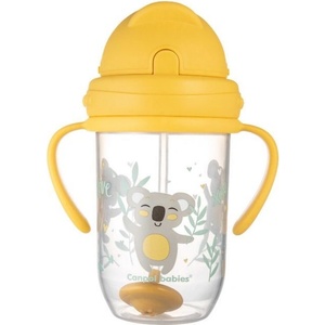 Canpol babies Чаша със сламка Canpol - Exotic Animals, 270 ml, жълта (56/606_yel)