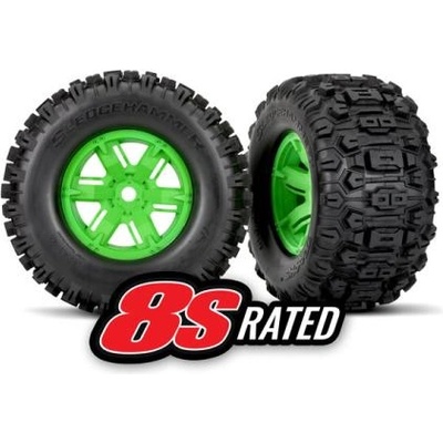 Traxxas колело 4.3/5.7", диск зелен, гума Sledgehammer (чифт)
