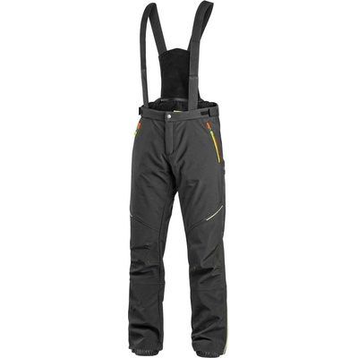 CXS Kalhoty TRENTON zimní softshell pánské černé s HV žluto oranžovými