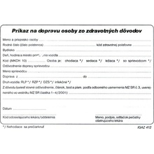 Igaz 412 Žiadanka na prepravu osoby / biologického materiálu
