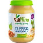BioNino Био пюре BioNino - Зеленчуци с паста и пилешко месо, 8 м+, 190 g (BN2331) - ozone