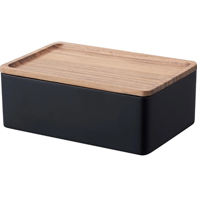 Yamazaki úložný box s vekom Rin 18.5 x 12.5 x 7 cm čierny