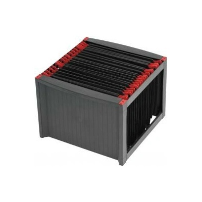 BOX NA ZÁVESNÉ ZAKLADACIE DOSKY, PLASTOVÝ, HELIT, ČIERNY - ČERVENÝ