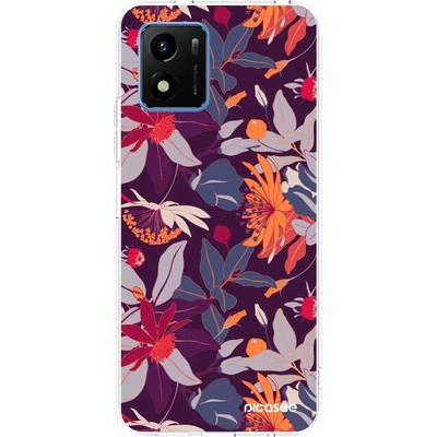 Pouzdro Picasee silikonové Vivo Y01 Purple Leaf čiré