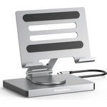 Plasico Computers Докинг станция със стойка за таблет be st706a, 7-портова, usb-c 3.0, pd 100w, 360°, Сива (st706a)