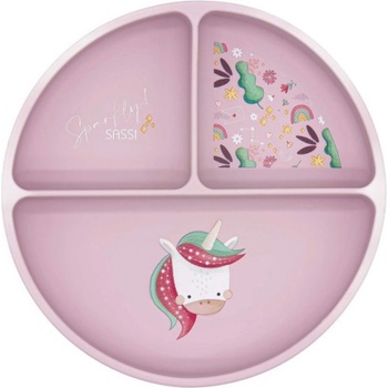 Sassi Силиконова чиния с вакуум Sassi - Sparkly The Unicorn, розова (SSSI0689)