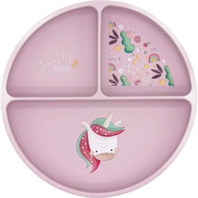 Sassi Силиконова чиния с вакуум Sassi - Sparkly The Unicorn, розова (SSSI0689)