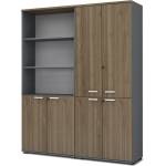 TopMebel Venturo TopMebel меламинова офис библиотека с врати в антрацит - орех цвят 160x40x200cm