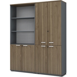 TopMebel Venturo TopMebel меламинова офис библиотека с врати в антрацит - орех цвят 160x40x200cm