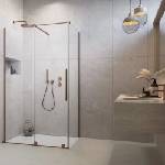 Radaway Правоъгълна душ кабина с плъзгаща врата Radaway Furo KDJ 120x80, профил четкана мед, ляво (10104622-93-01L+10110580-01-01+10113080-01-01)