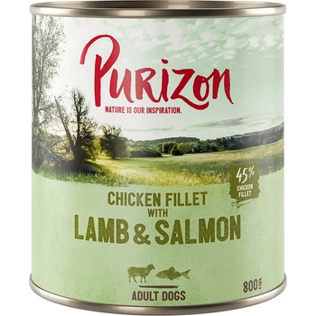 Purizon 6х800г Adult Purizon, консервирана храна за кучета - агнешко и сьомга